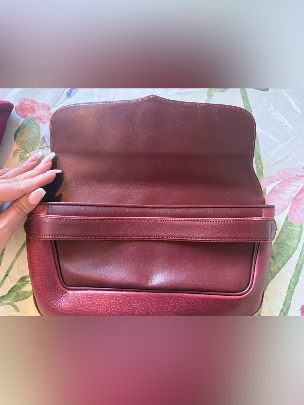 Cartier Maroon Leather Clutch with Gold Logo Oval - Picture 5 of 16